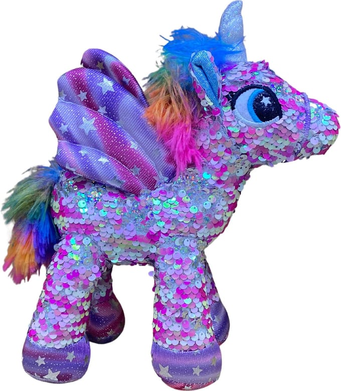 Dotti Bear & Friends - Glitter pailetten unicorn pluche 26cm - Roze