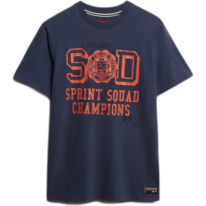 Superdry T-shirt Vintage Prep Relaxed Tee M1012363a Navy Mannen Maat - M