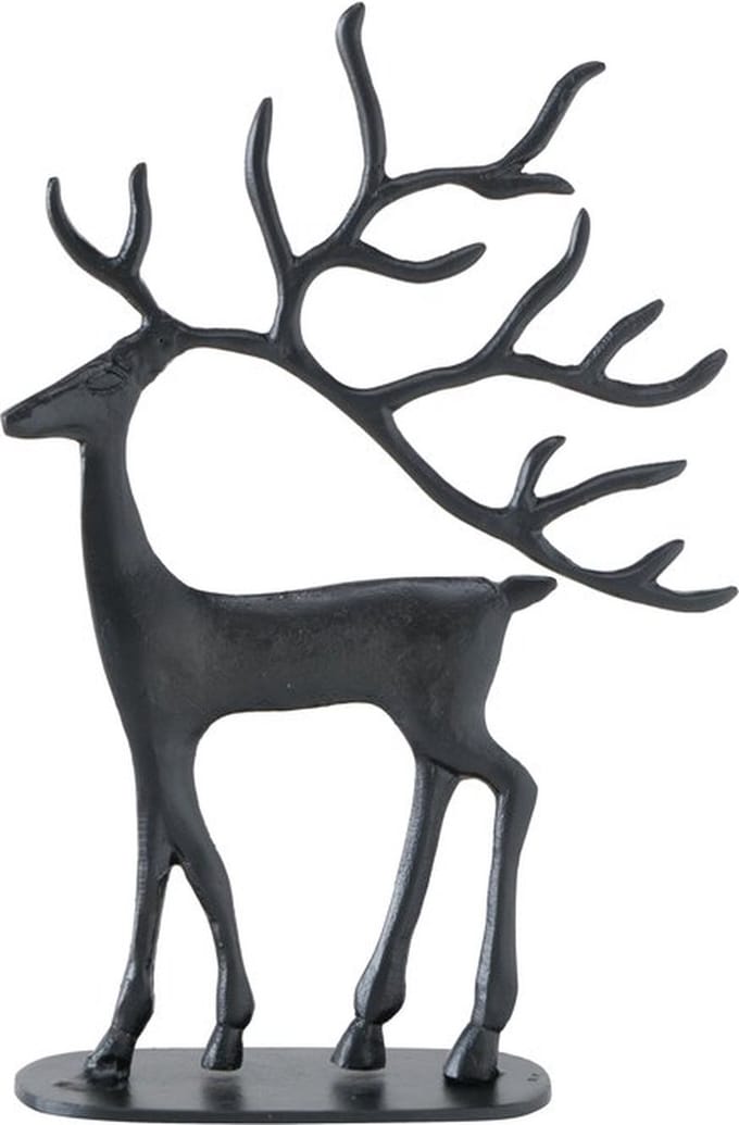 Boltze - Beeld - Sculptuur - Hert - Rendier - Trollah - Zwart - Kerst - 26x39cm