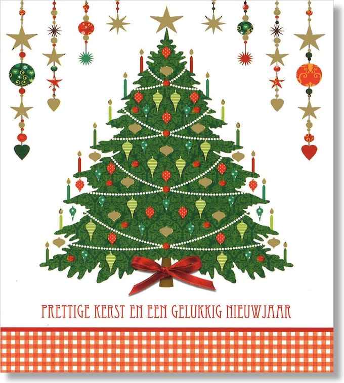 Lannoo - 16 Dubbele Kerst/Nieuwjaarskaarten - Witte envelop - 12 x 13,3 cm