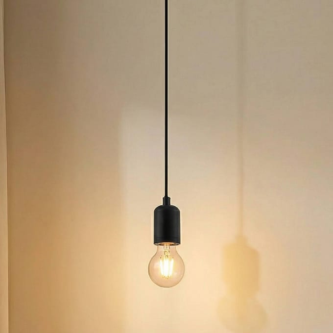 Lindby - hanglamp - 1licht - Aluminium, staal - H: 7 cm - E27 - zwart