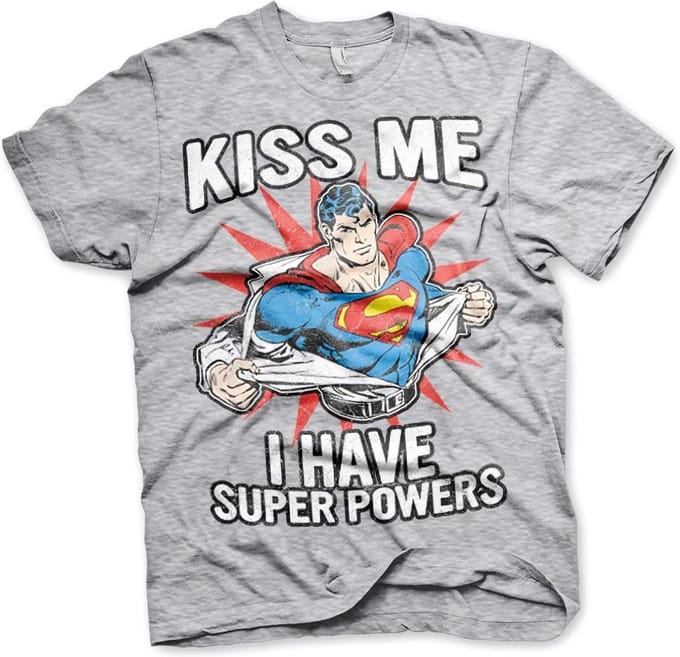 Superman Kiss Me I Have Super Powe -T-shirt, grijs gemêleerdrs