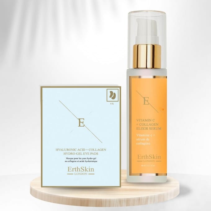 VITAMINE C + COLLAGEN ELIXIR SERUM 60ML + Hyaluronzuur + Collageen Hydrogel Oogkompressen 5 X 2