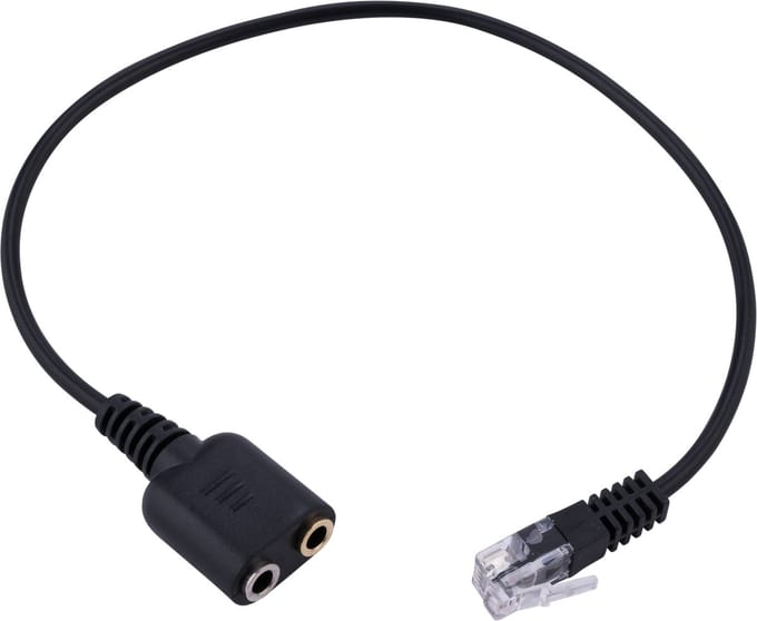 RJ9 naar 2x 3,5 mm Adapter Kabel – Headset Splitter voor Kantoortelefoon – Microfoon en Audio – Zwart