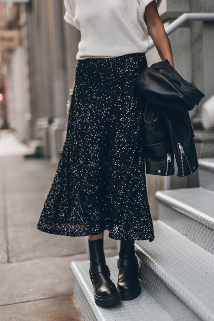 Mikuta The Black Long Sequin Skirt Black Größe: S | Midiröcke Outlet | Damen | Schwarz