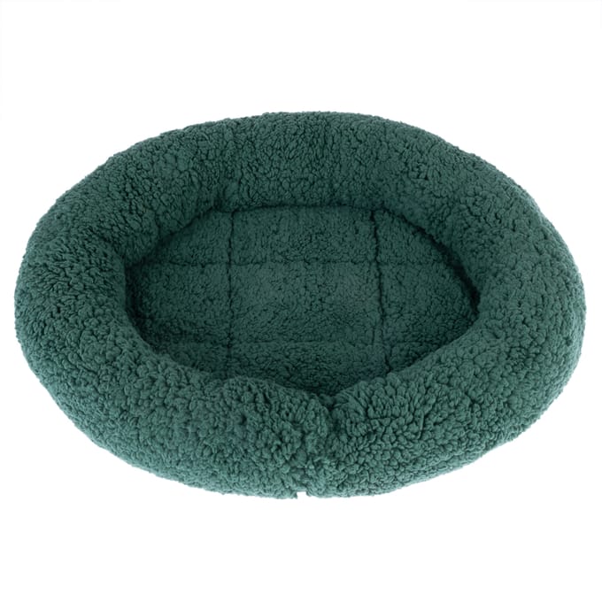 Knuffelbed Fluffy 2-in-1 - Donkergroen: L 50 x B 42 x H 7,5 cm