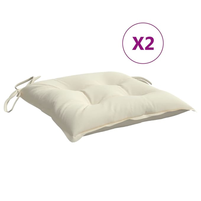 vidaXL - Stoelkussens - 2 - st - 40x40x7 - cm - stof - crèmewit
