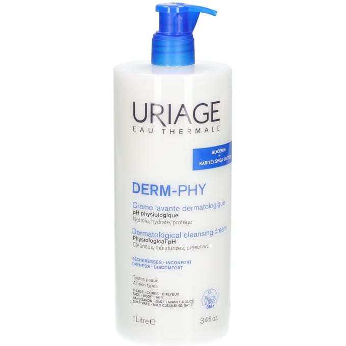 Uriage Derm-Phy Dermatologische Wascrème 1l | Gezicht, Lichaam & Haar