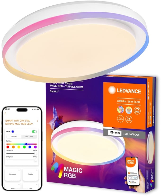 Ledvance Smart+ Orbis Zest wifi plafonnière – Ø 50 cm – wit – RGB & tunable white