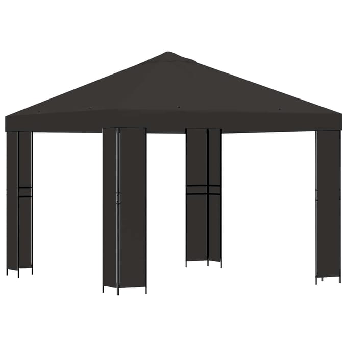 vidaXL - Prieel - 3 - x - 3 - m - Antracietkleurig - Polyester - en - Staal - 190 - gsm