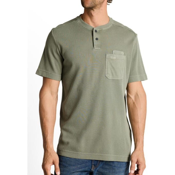 Tom Tailor - Henley T-shirt met borstzak - Maat L - Greyish Shadow Olive