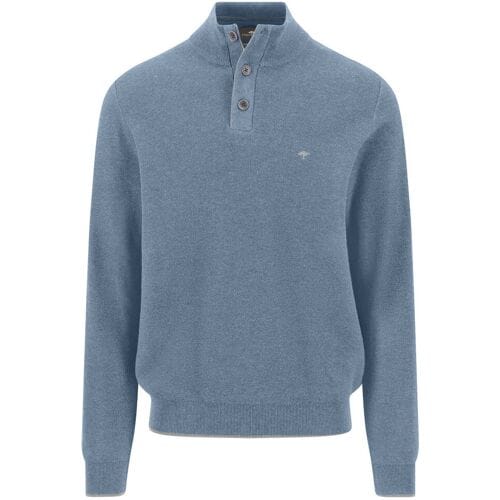Fynch-Hatton Trui Troyer Button Zip Structure Knit Air Blue / male