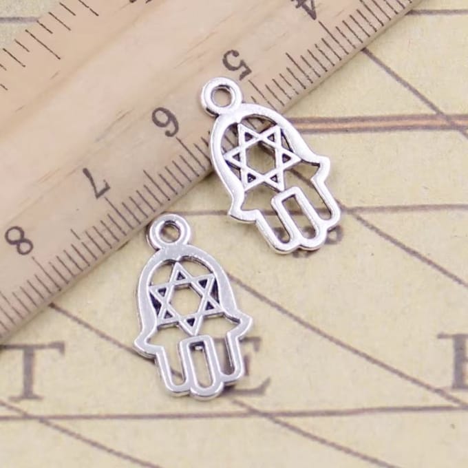 Ketting met hanger Hamsa Palm Hand met Davidster verzilverd