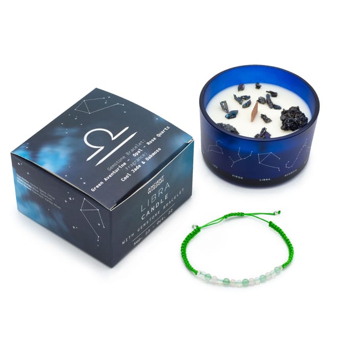 Zodiac kristallen kaars met edelsteen armband - weegschaal - sterrenbeeld kaars - libra