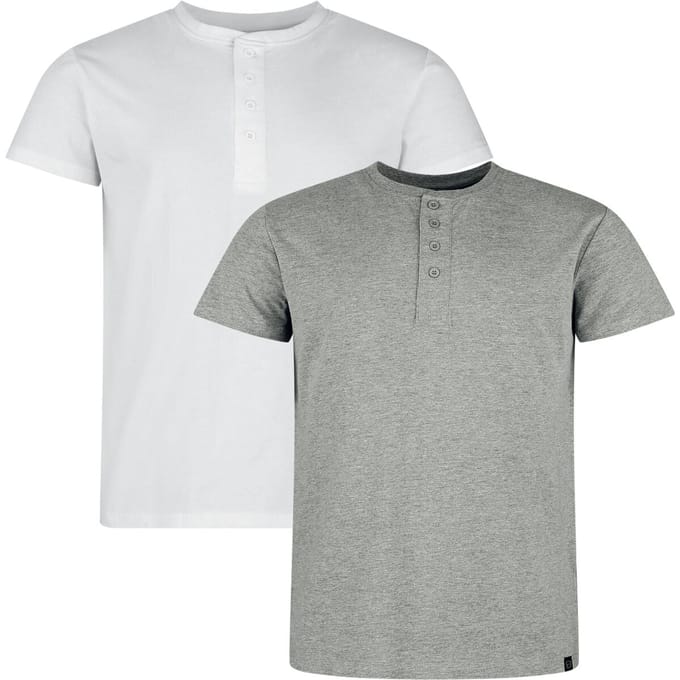 R.E.D. Rock-Engineered Design Zwarte/paarse basic tops met knoopsluiting - Heren - M