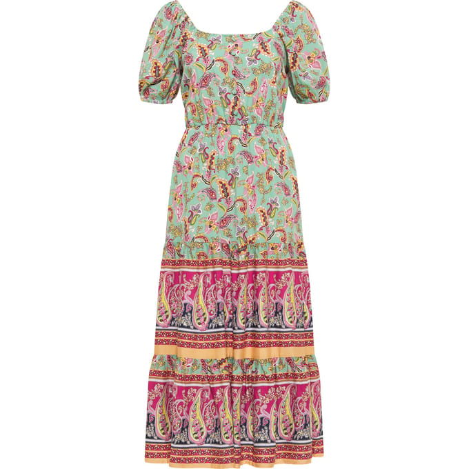 usha FESTIVAL paisley print midi jurk carnea