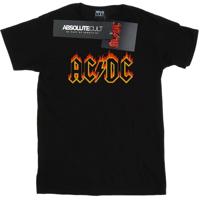 AC/DC Jongens Flames Logo T-Shirt (Zwart)