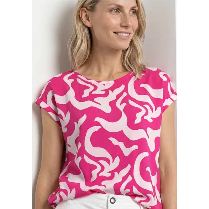 Blouse met hangende schouder en print