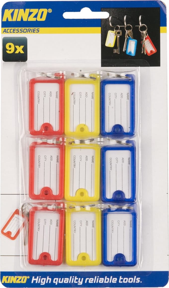 Kinzo Sleutelhanger naamplaatje 9 delig