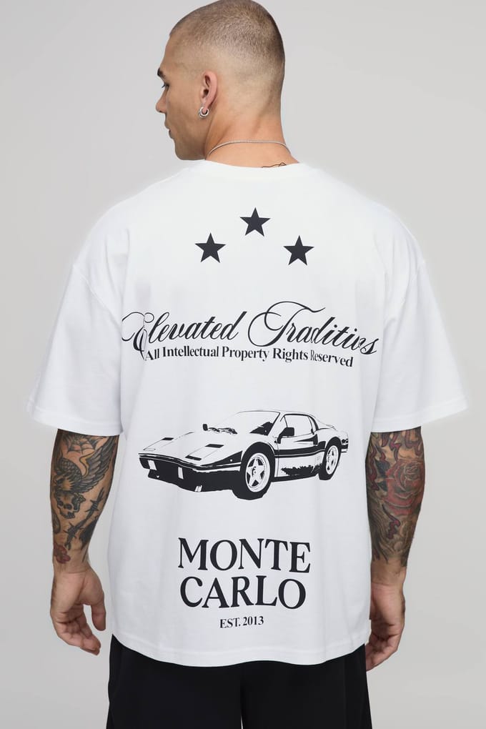 Monte Carlo Grand Prix Oversized T-Shirt | White | Size Medium