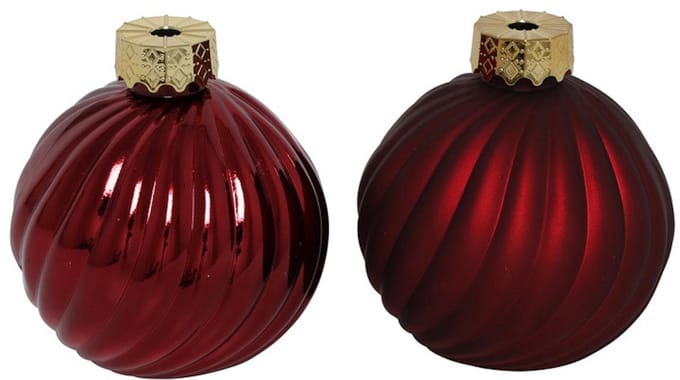 Countryfield Kerstbal ro Stripe a2 d.rood Ø10cm