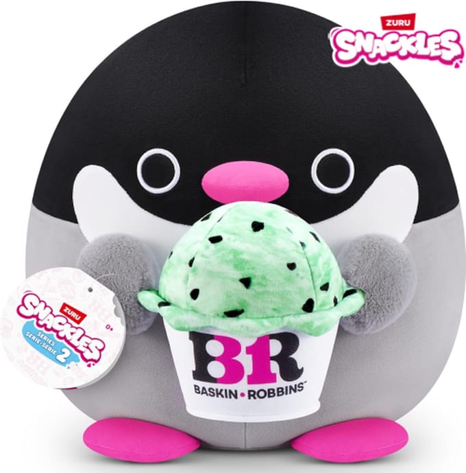 Snackles knuffel - Penguin Penelope met Baskin Robbin IJs 40 cm