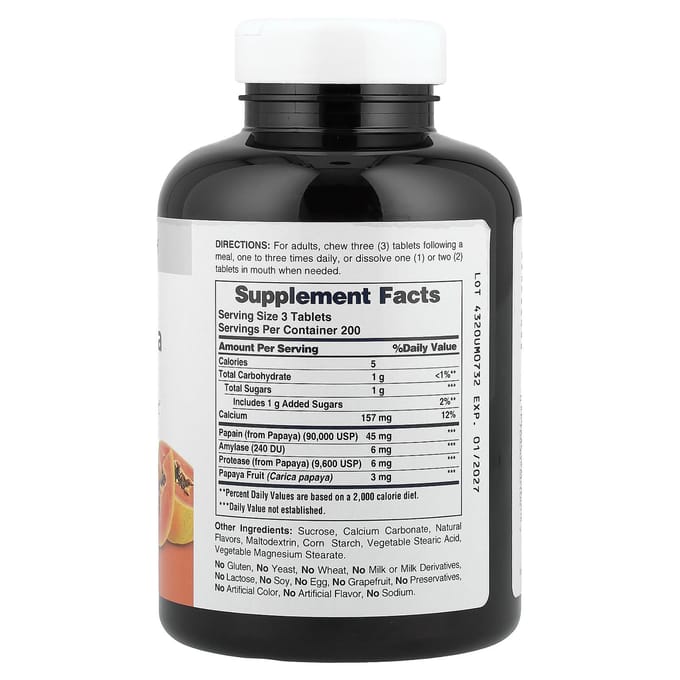 Origineel Kauwbaar Papaya-enzym, 600 Tabletten