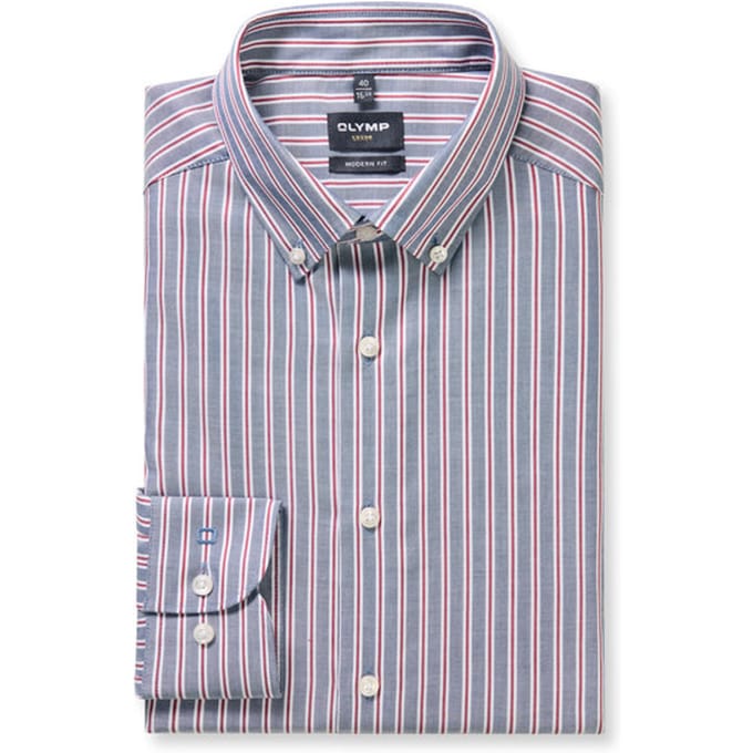 OLYMP Luxor Overhemd, Modern Fit, Button-down, Marineblauw