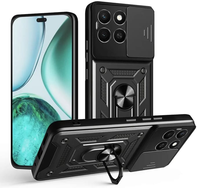 Hoesje geschikt voor HONOR X8c - Techsuit Camshield Back Cover - Zwart
