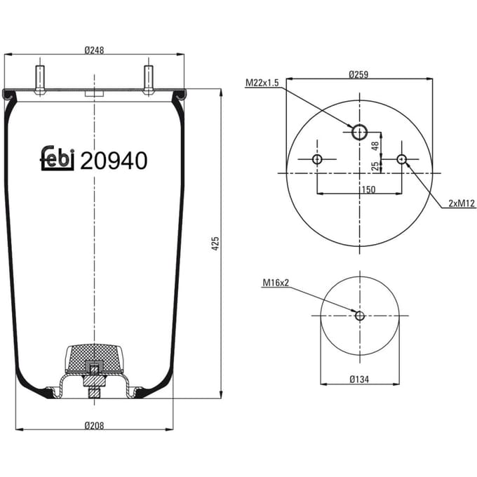 Veerbalg, luchtvering FEBI BILSTEIN 20940