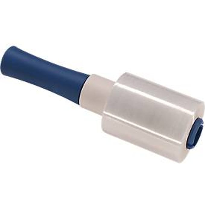 Complete set 6 rollen PE-ministretchfolie, transparant, 100 mm breed + 1 afroller