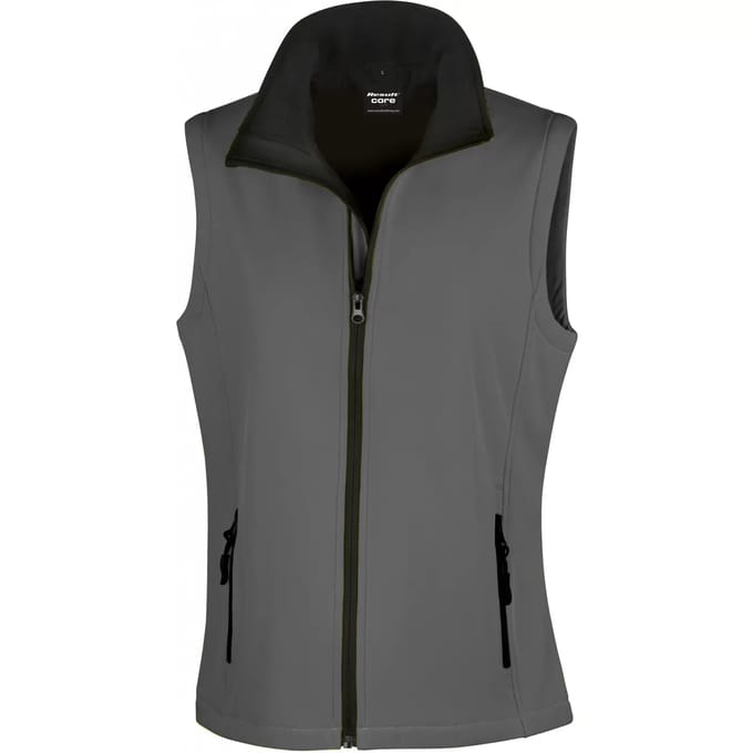 Result Women´s Printable Soft Shell Bodywarmer RT232F - CHARCOAL/BLACK - XXL