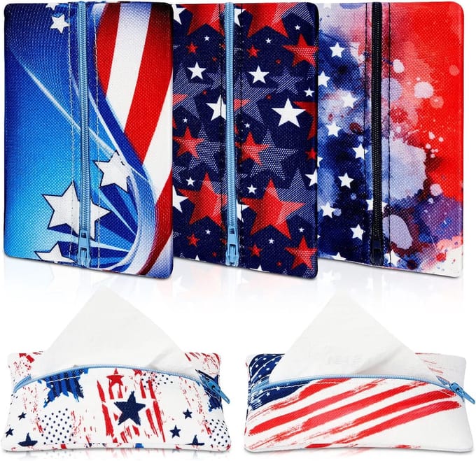Zakdoek Houder Set - Herbruikbare Pouch - Reizen en Kantoor - Ritssluiting en Compact - 14x9cm - Sterren Patroon