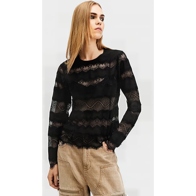 AllSaints Tiff Top Black Taglia: 2 | Magliette intime Outlet | Donna | Nero