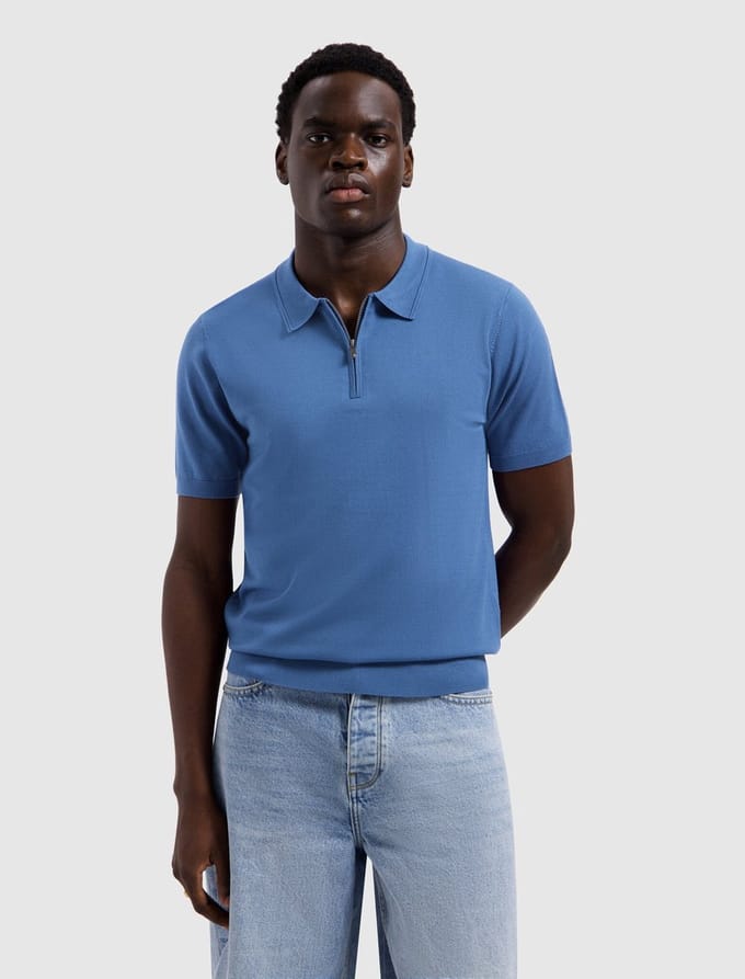 Pure Path Knitted Half-Zip Polo Faded Cobalt (26010810 - 12)