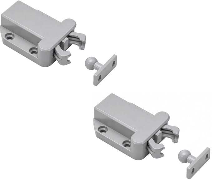 2 stuks push-open sluiters, grijs