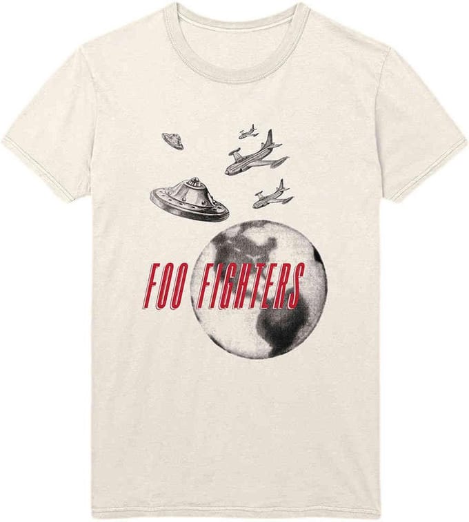 Foo Fighters - UFO Planes Heren T-shirt - S - Creme