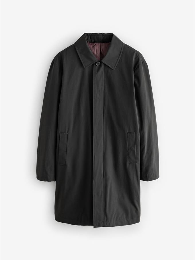 Next - Heren - Gewatteerde regenbestendige trenchcoat - Zwart