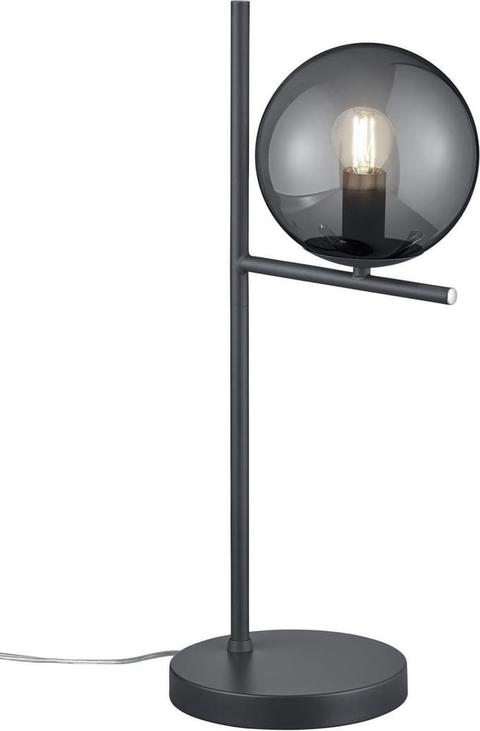 TRIO PURE - Tafellamp - Antraciet - excl. 1x E14 28W - Rookkleurig glas