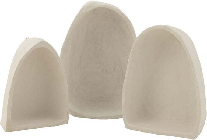 J-Line wandrek - papier maché - wit - 3 stuks