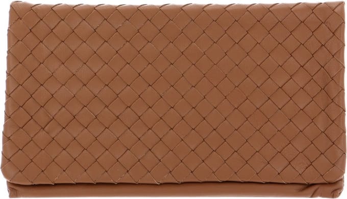 abro Leren Koppeling Avondtas Leather Piuma Weaving Clutch Bag Cuoio Bruine