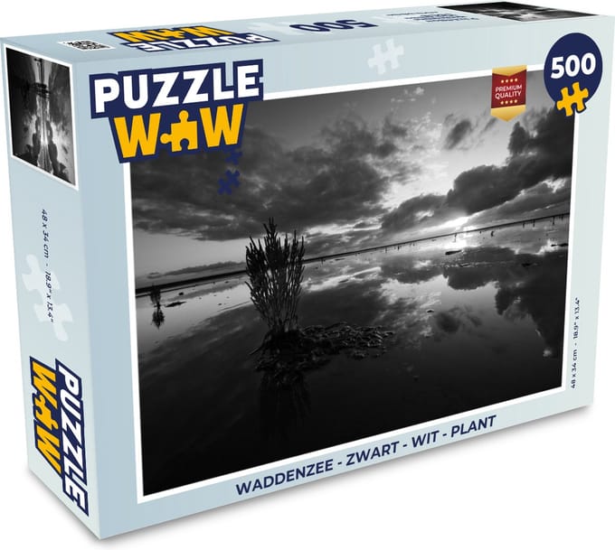 Puzzel Waddenzee - Zwart - Wit - Plant - Legpuzzel - Puzzel 500 stukjes