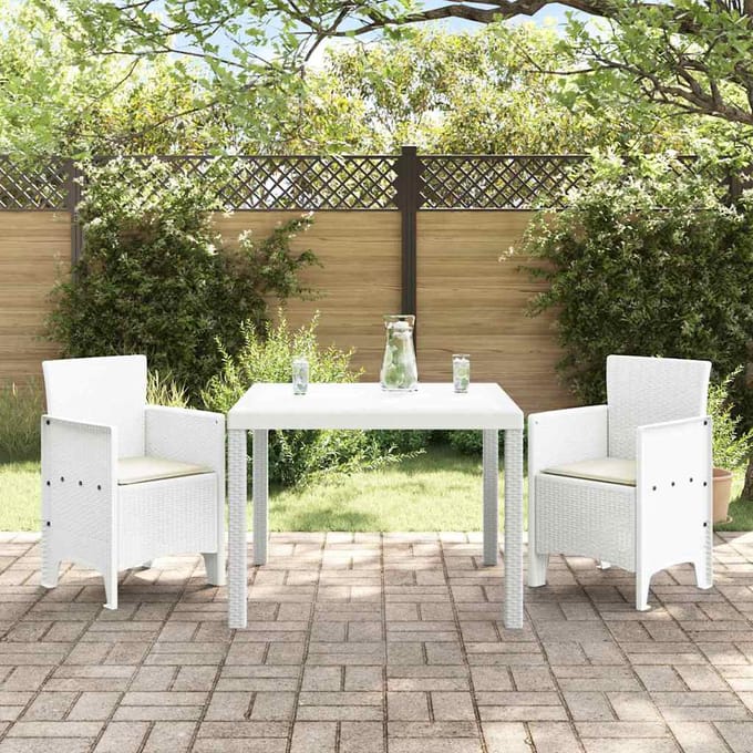 vidaXL - Tuin - Eettafel - Set - 3 - st - Wit - Polypropyleen