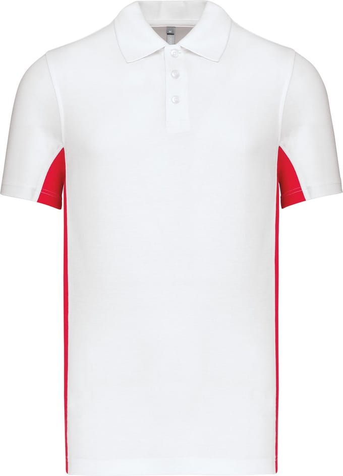 Heren 'Two-Tone' Polo Kariban Collectie maat M Wit/Rood