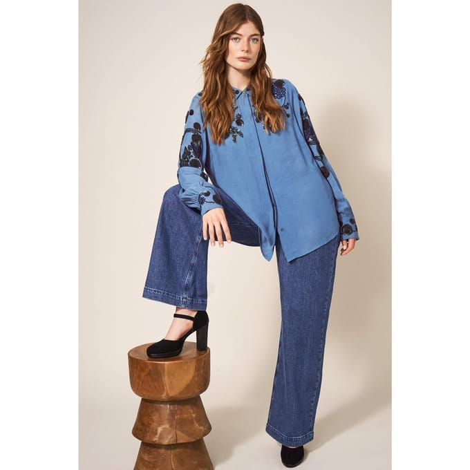 White Stuff Arden Sequin Shirt Blue Multi Taglia: 10 | Maglie a manica lunga Outlet | Donna | Blu