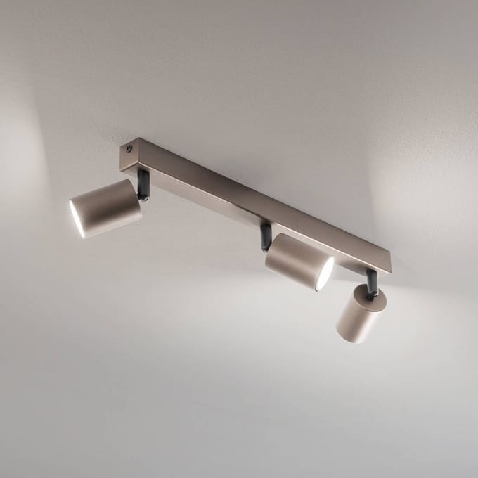 TK Lighting Plafondspot Top, verstelbaar, bruin, 3-lamps lineair