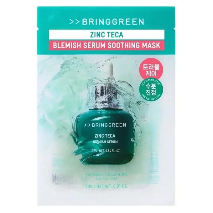BRING GREEN Zink Teca Trouble Serum Kalmerend Masker Speciale Set (3 + 1 Vel) white