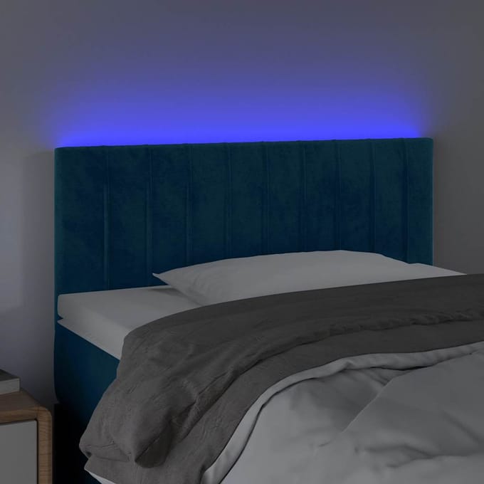 vidaXL - Hoofdbord - LED - 80x5x78/88 - cm - fluweel - donkerblauw