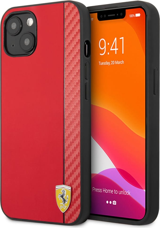 iPhone 13 Backcase hoesje - Ferrari - Effen Rood - Kunstleer