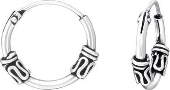 Montebello Oorbellen Besma - 925 Zilver Geoxideerd - Bali - Ø12mm